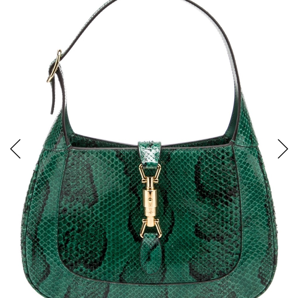 Gucci Green Python Jackie with Gold Hardware